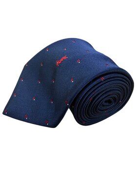 Y Saint Laurent Mens Navy Polyester/Silk Floral Pattern Classic Neck Tie